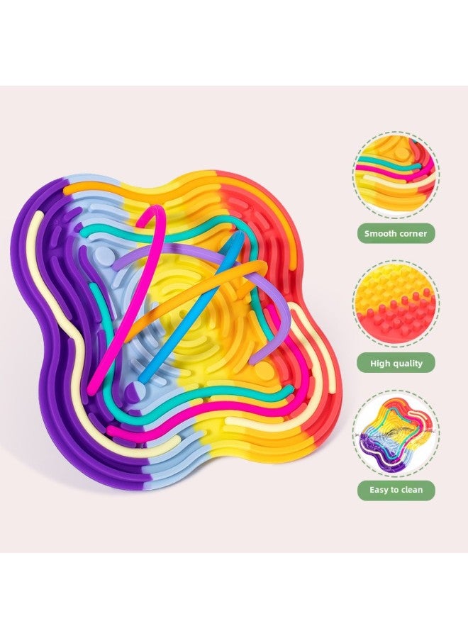 Sensory Activity Board Double-sided Silicone Children's Educational Toy Sensory Activity Double-sided Decompression Board-Color:Flowers - Image 3